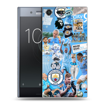 Силиконовый чехол на Sony Xperia XZ Premium с принтом Man City Манчестер Сити