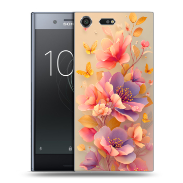 Силиконовый чехол на Sony Xperia XZ Premium с принтом Цветы и бабочки