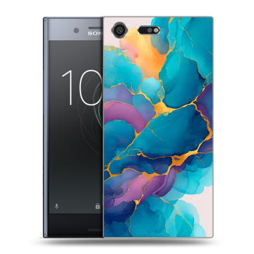 Силиконовый чехол на Sony Xperia XZ Premium с принтом Мрамор блестки