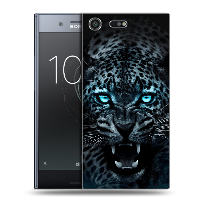 Силиконовый чехол на Sony Xperia XZ Premium с принтом Темный леопард Силиконовый чехол на Sony Xperia XZ Premium с принтом Темный леопард