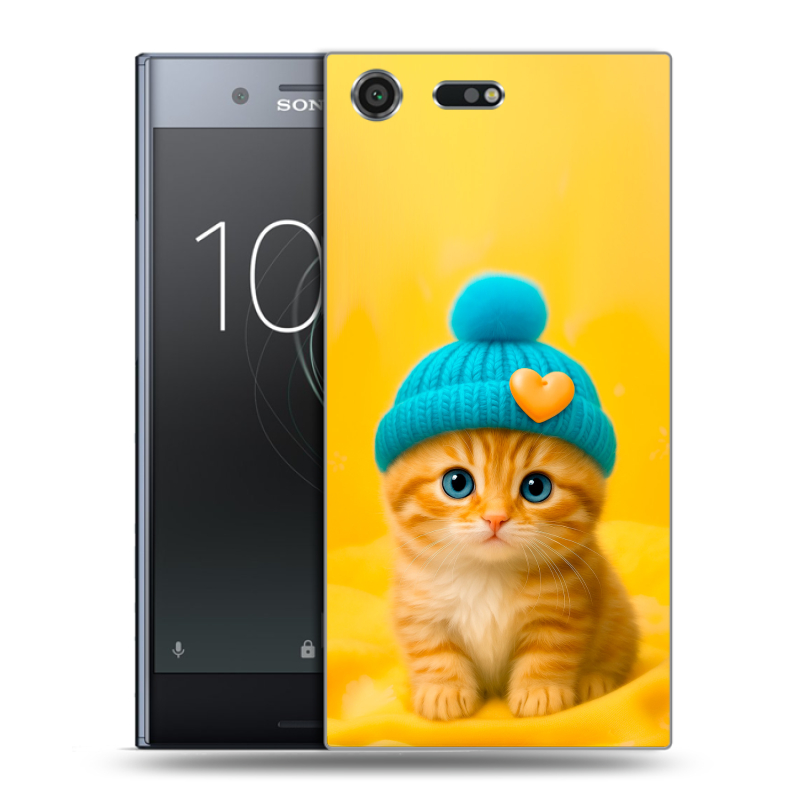 Силиконовый чехол на Sony Xperia XZ Premium с принтом Котенок в шапке Силиконовый чехол на Sony Xperia XZ Premium с принтом Котенок в шапке