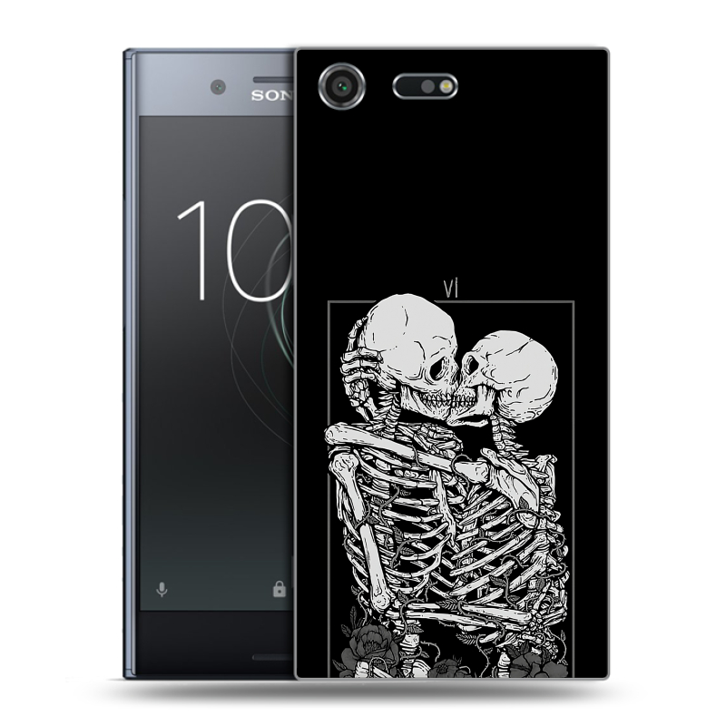 Силиконовый чехол на Sony Xperia XZ Premium с принтом Поцелуй скелетов Силиконовый чехол на Sony Xperia XZ Premium с принтом Поцелуй скелетов