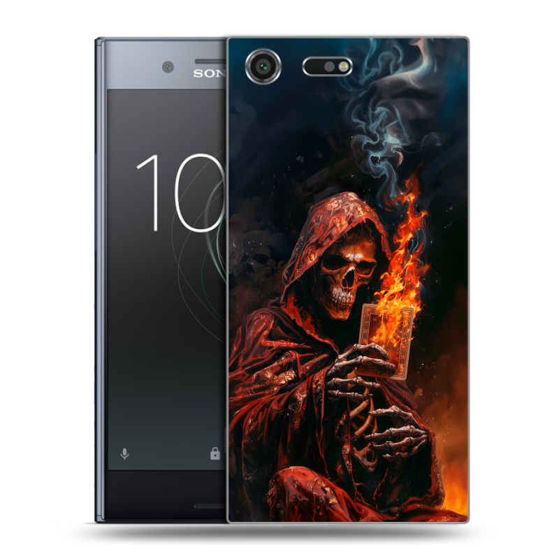 Силиконовый чехол на Sony Xperia XZ Premium с принтом Скелет и карты Силиконовый чехол на Sony Xperia XZ Premium с принтом Скелет и карты
