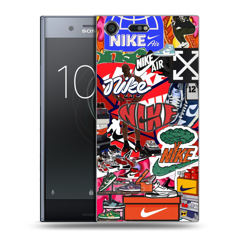 Силиконовый чехол на Sony Xperia XZ Premium с принтом Найк Nike яркий Силиконовый чехол на Sony Xperia XZ Premium с принтом Найк Nike яркий