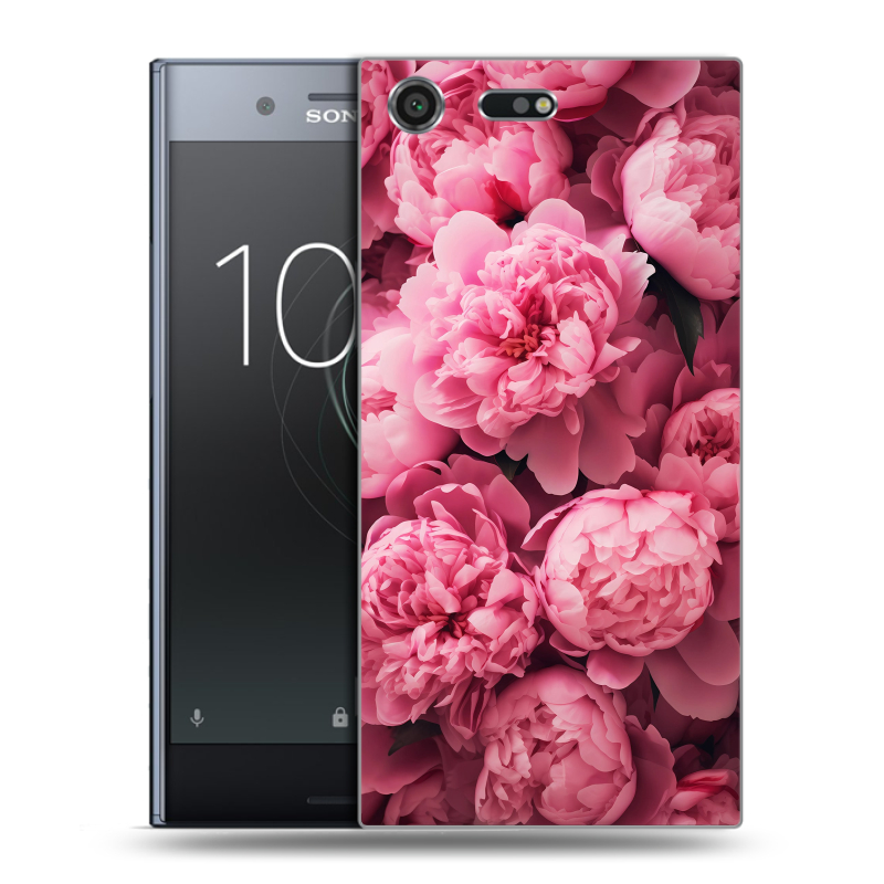 Силиконовый чехол на Sony Xperia XZ Premium с принтом цветы пионы Силиконовый чехол на Sony Xperia XZ Premium с принтом цветы пионы