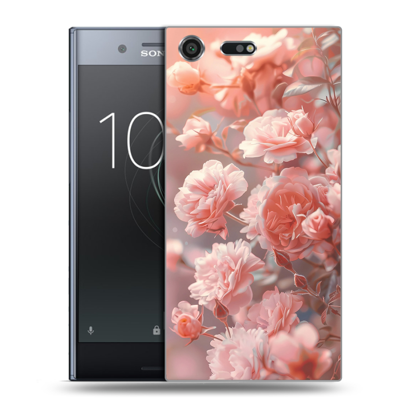 Силиконовый чехол на Sony Xperia XZ Premium с принтом Розовые розы Силиконовый чехол на Sony Xperia XZ Premium с принтом Розовые розы