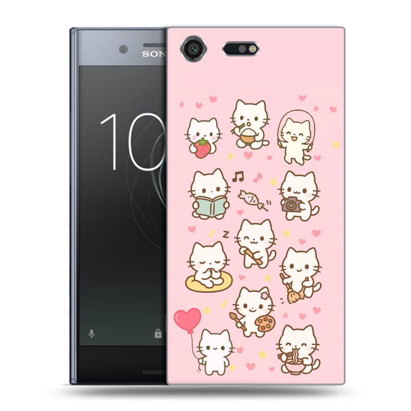 Силиконовый чехол на Sony Xperia XZ Premium с принтом Hello Kitty Хелоу Кити Силиконовый чехол на Sony Xperia XZ Premium с принтом Hello Kitty Хелоу Кити