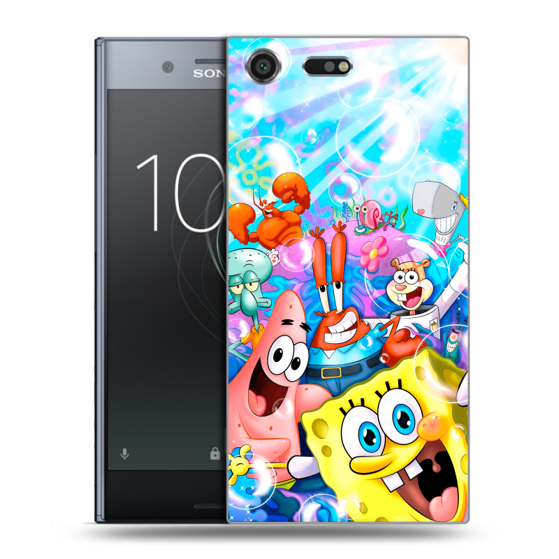 Силиконовый чехол на Sony Xperia XZ Premium с принтом спанчбоб спанч боб Силиконовый чехол на Sony Xperia XZ Premium с принтом спанчбоб спанч боб
