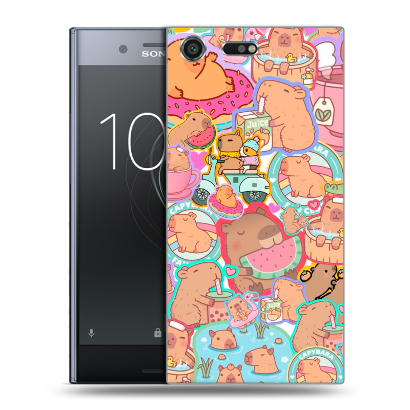 Силиконовый чехол на Sony Xperia XZ Premium с принтом капибары Силиконовый чехол на Sony Xperia XZ Premium с принтом капибары