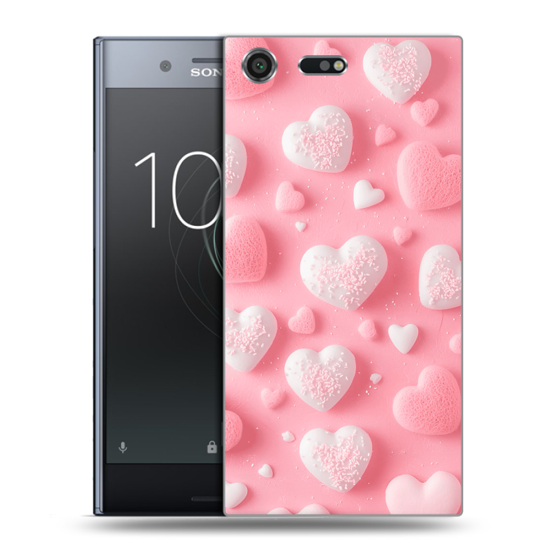 Силиконовый чехол на Sony Xperia XZ Premium с принтом Сердечки Силиконовый чехол на Sony Xperia XZ Premium с принтом Сердечки