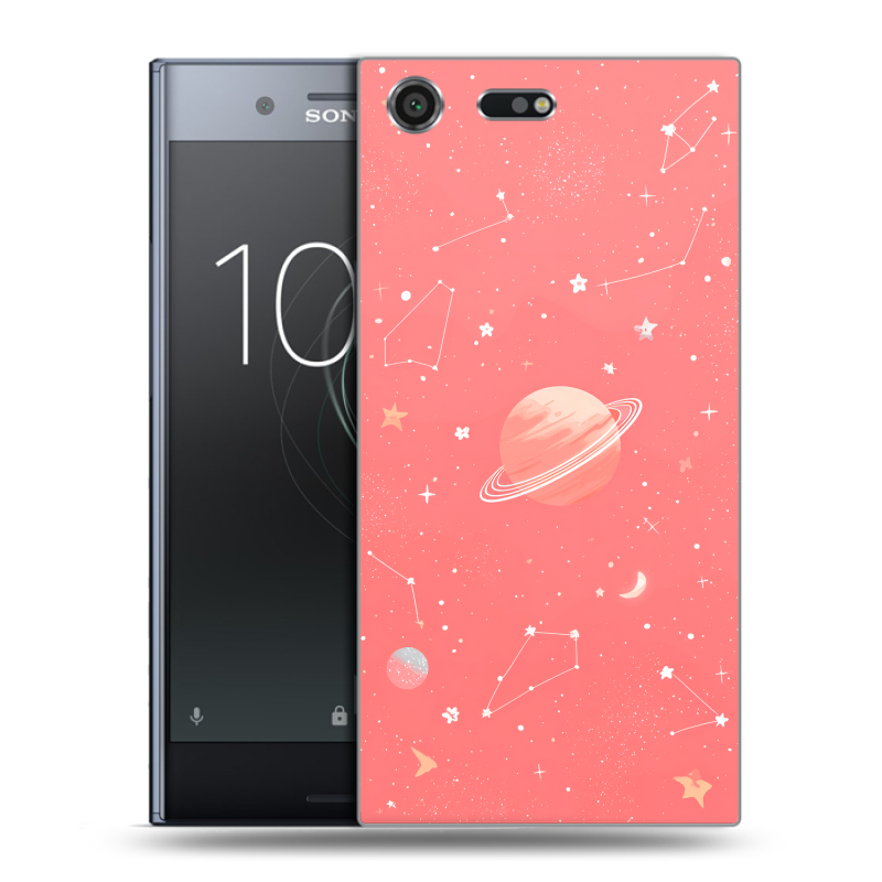 Силиконовый чехол на Sony Xperia XZ Premium с принтом Розовый космос Силиконовый чехол на Sony Xperia XZ Premium с принтом Розовый космос
