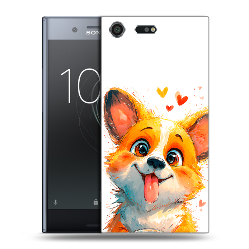 Силиконовый чехол на Sony Xperia XZ Premium с принтом корги Силиконовый чехол на Sony Xperia XZ Premium с принтом корги
