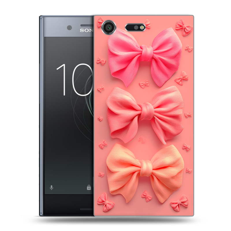Силиконовый чехол на Sony Xperia XZ Premium с принтом Розовые бантики Силиконовый чехол на Sony Xperia XZ Premium с принтом Розовые бантики
