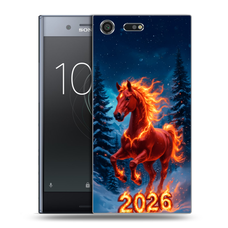 Силиконовый чехол на Sony Xperia XZ Premium с принтом Новый год коня Силиконовый чехол на Sony Xperia XZ Premium с принтом Новый год коня