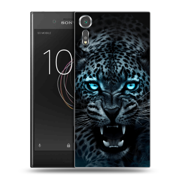 Пластиковый чехол на Sony Xperia XZs с принтом Темный леопард