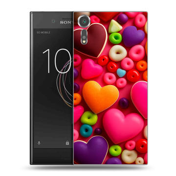 Пластиковый чехол на Sony Xperia XZs с принтом Сердечки