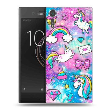 Пластиковый чехол на Sony Xperia XZs с принтом Единороги