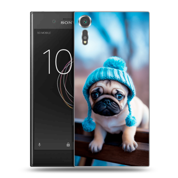 Пластиковый чехол на Sony Xperia XZs с принтом Мопс в шапке Пластиковый чехол на Sony Xperia XZs с принтом Мопс в шапке
