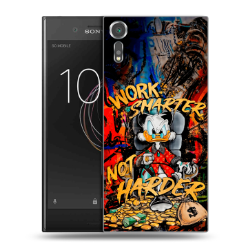 Пластиковый чехол на Sony Xperia XZs с принтом Дональд Дак Деньги Пластиковый чехол на Sony Xperia XZs с принтом Дональд Дак Деньги