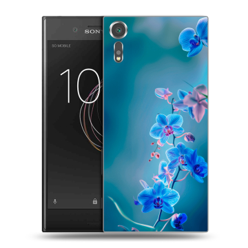 Пластиковый чехол на Sony Xperia XZs с принтом Голубые цветы Пластиковый чехол на Sony Xperia XZs с принтом Голубые цветы