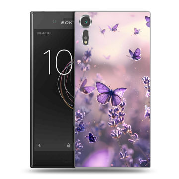 Пластиковый чехол на Sony Xperia XZs с принтом бабочки и лаванда Пластиковый чехол на Sony Xperia XZs с принтом бабочки и лаванда