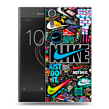 Пластиковый чехол на Sony Xperia XZs с принтом найк nike черный Пластиковый чехол на Sony Xperia XZs с принтом найк nike черный