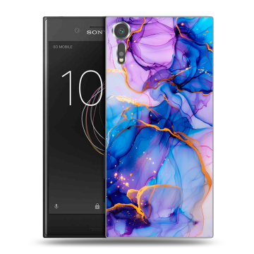 Пластиковый чехол на Sony Xperia XZs с принтом синий мрамор Пластиковый чехол на Sony Xperia XZs с принтом синий мрамор