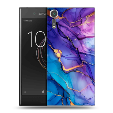 Пластиковый чехол на Sony Xperia XZs с принтом синий мрамор Пластиковый чехол на Sony Xperia XZs с принтом синий мрамор