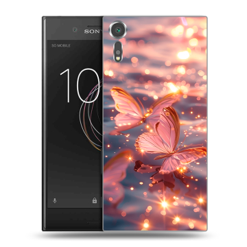 Пластиковый чехол на Sony Xperia XZs с принтом бабочки розовые Пластиковый чехол на Sony Xperia XZs с принтом бабочки розовые