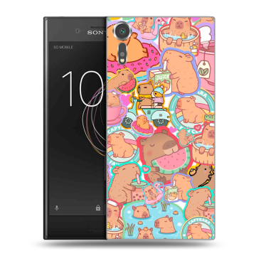 Пластиковый чехол на Sony Xperia XZs с принтом капибары Пластиковый чехол на Sony Xperia XZs с принтом капибары