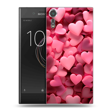 Пластиковый чехол на Sony Xperia XZs с принтом розовые сердечки Пластиковый чехол на Sony Xperia XZs с принтом розовые сердечки