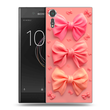 Пластиковый чехол на Sony Xperia XZs с принтом Розовые бантики Пластиковый чехол на Sony Xperia XZs с принтом Розовые бантики