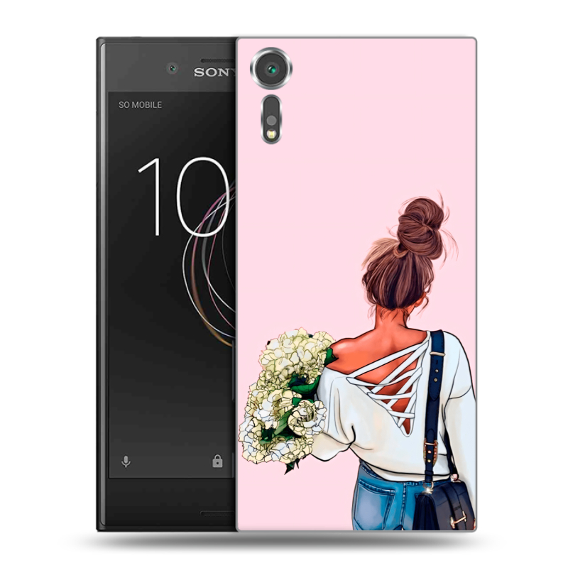 Пластиковый чехол на Sony Xperia XZs с принтом Девушка и букет Пластиковый чехол на Sony Xperia XZs с принтом Девушка и букет