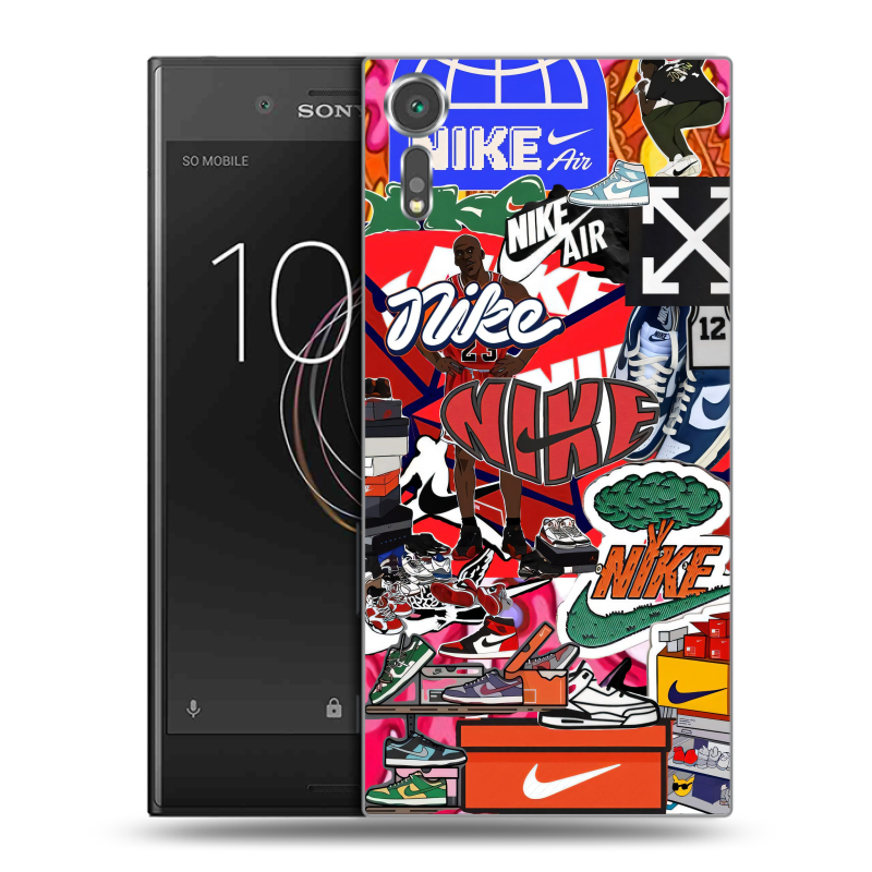 Пластиковый чехол на Sony Xperia XZs с принтом Найк Nike яркий Пластиковый чехол на Sony Xperia XZs с принтом Найк Nike яркий