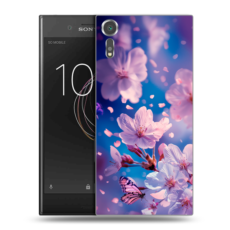 Пластиковый чехол на Sony Xperia XZs с принтом цветы бабочки Пластиковый чехол на Sony Xperia XZs с принтом цветы бабочки