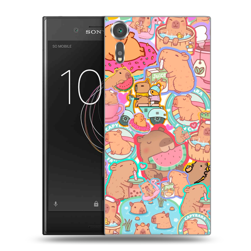 Пластиковый чехол на Sony Xperia XZs с принтом капибары Пластиковый чехол на Sony Xperia XZs с принтом капибары