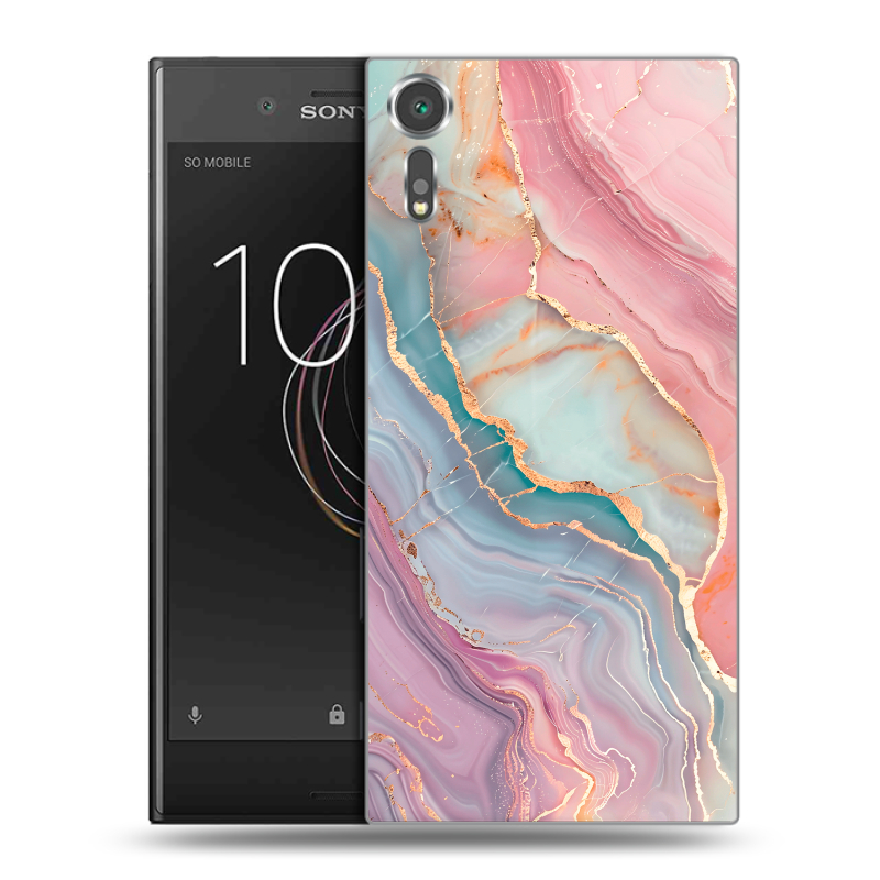 Пластиковый чехол на Sony Xperia XZs с принтом розовый мрамор Пластиковый чехол на Sony Xperia XZs с принтом розовый мрамор
