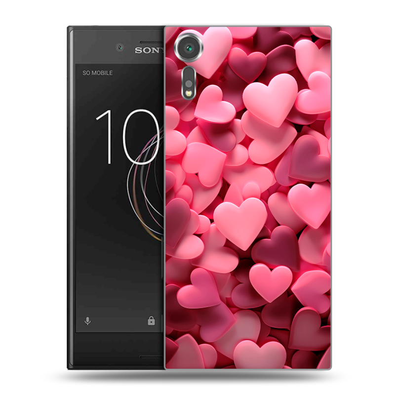 Пластиковый чехол на Sony Xperia XZs с принтом розовые сердечки Пластиковый чехол на Sony Xperia XZs с принтом розовые сердечки