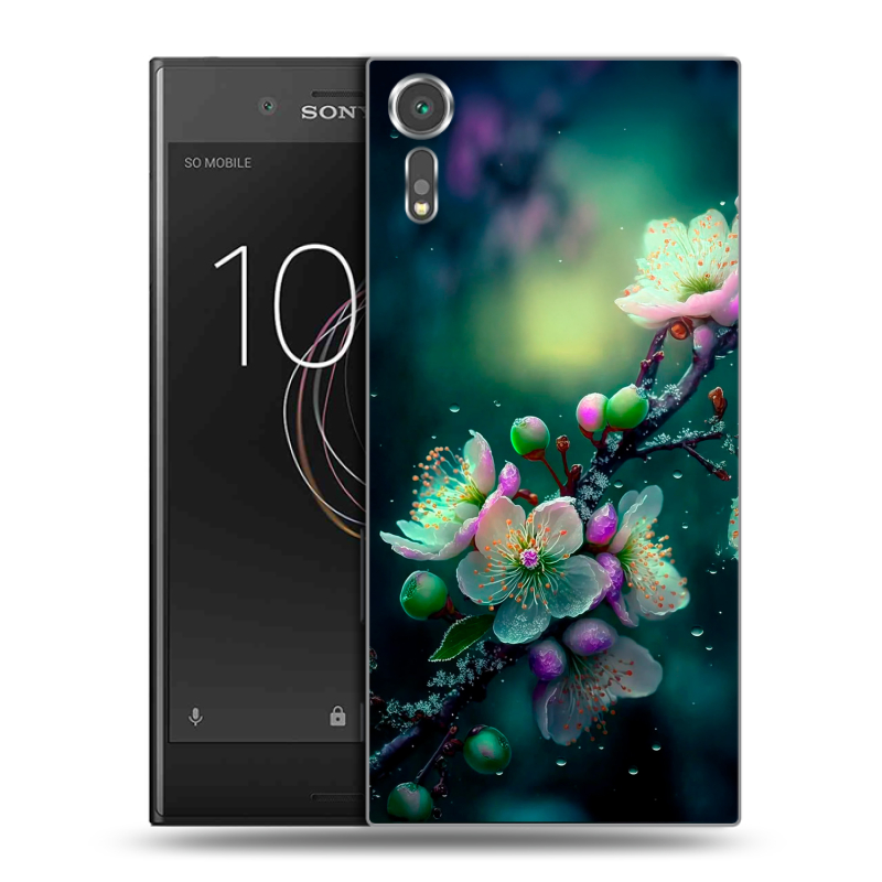 Пластиковый чехол на Sony Xperia XZs с принтом Цветы и мрамор Пластиковый чехол на Sony Xperia XZs с принтом Цветы и мрамор