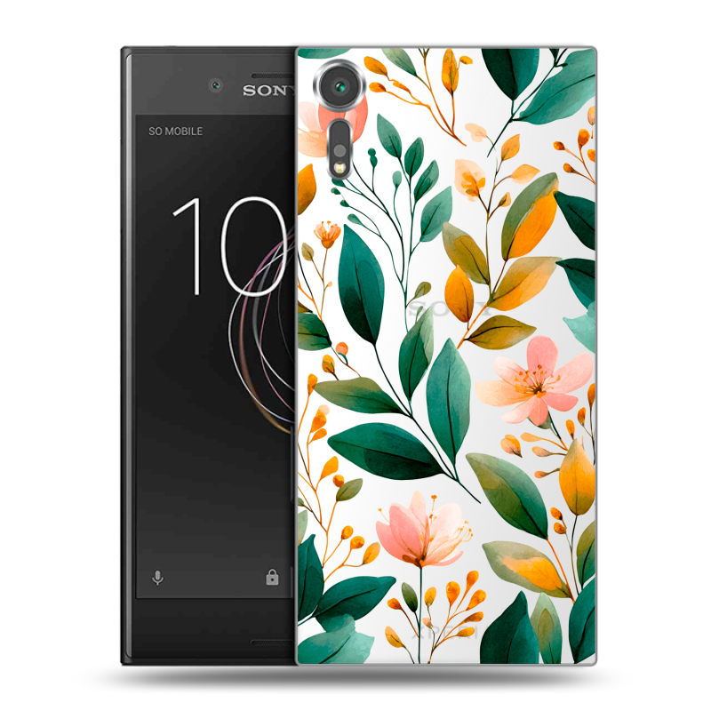 Пластиковый чехол на Sony Xperia XZs с принтом Цветы паттерн Пластиковый чехол на Sony Xperia XZs с принтом Цветы паттерн