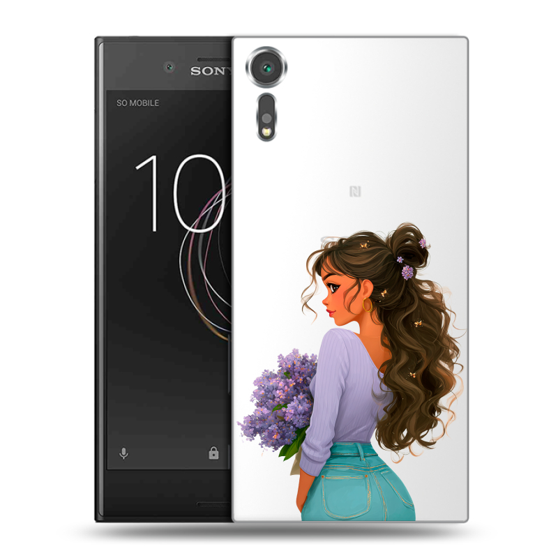 Пластиковый чехол на Sony Xperia XZs с принтом девушка цветы Пластиковый чехол на Sony Xperia XZs с принтом девушка цветы