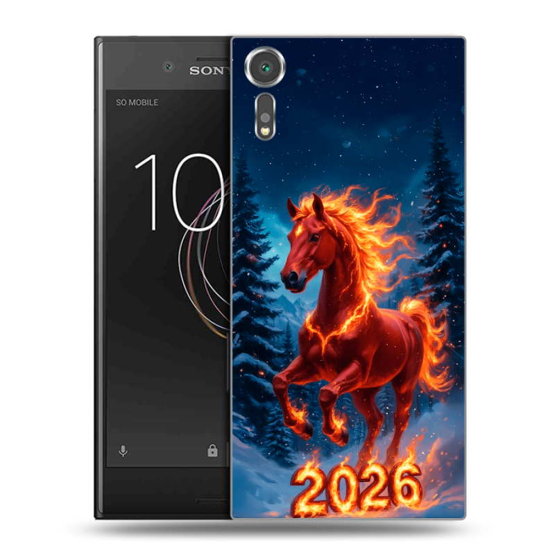 Пластиковый чехол на Sony Xperia XZs с принтом Новый год коня Пластиковый чехол на Sony Xperia XZs с принтом Новый год коня