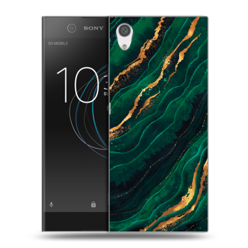 Силиконовый чехол на Sony Xperia XA1 с принтом Мрамор зеленое золото