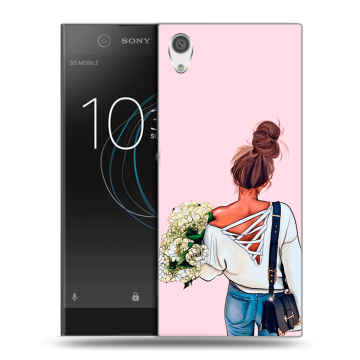 Силиконовый чехол на Sony Xperia XA1 с принтом Девушка и букет
