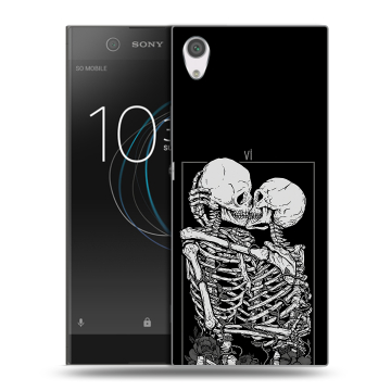 Силиконовый чехол на Sony Xperia XA1 с принтом Поцелуй скелетов
