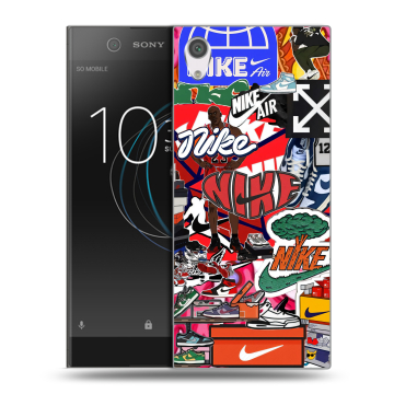 Силиконовый чехол на Sony Xperia XA1 с принтом Найк Nike яркий