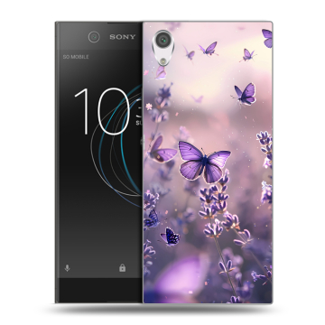Силиконовый чехол на Sony Xperia XA1 с принтом бабочки и лаванда