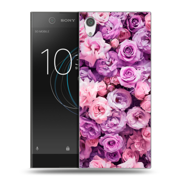 Силиконовый чехол на Sony Xperia XA1 с принтом лавандовые розы Силиконовый чехол на Sony Xperia XA1 с принтом лавандовые розы