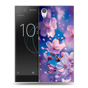 Силиконовый чехол на Sony Xperia XA1 с принтом цветы бабочки