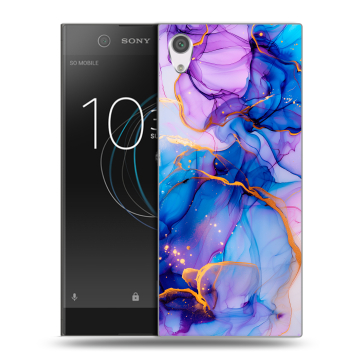 Силиконовый чехол на Sony Xperia XA1 с принтом синий мрамор